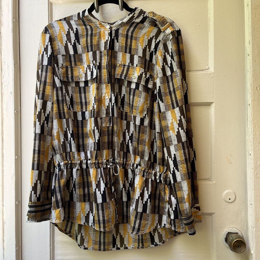 Michael Kors Tunic Top Xl Safari Retro Utility 70s pockets Sophisticated Artsy